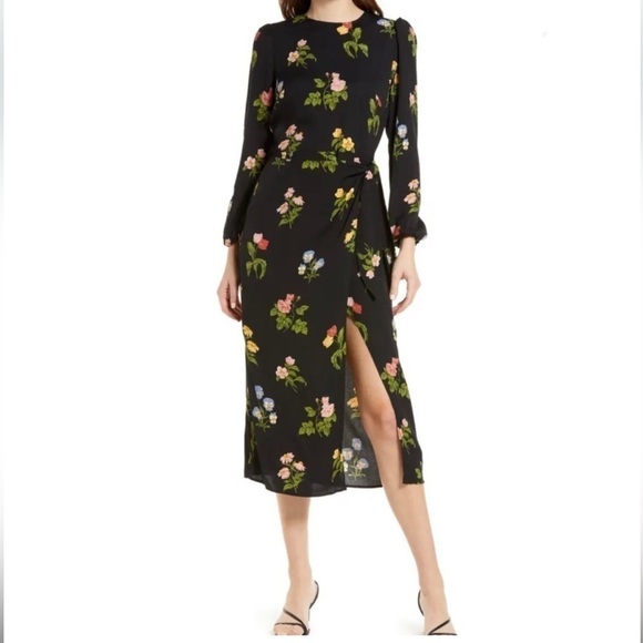 Reformation Reza Dress In Night Bloom Long Sleeve Dress Size 4 new with … - Picture 8 of 17